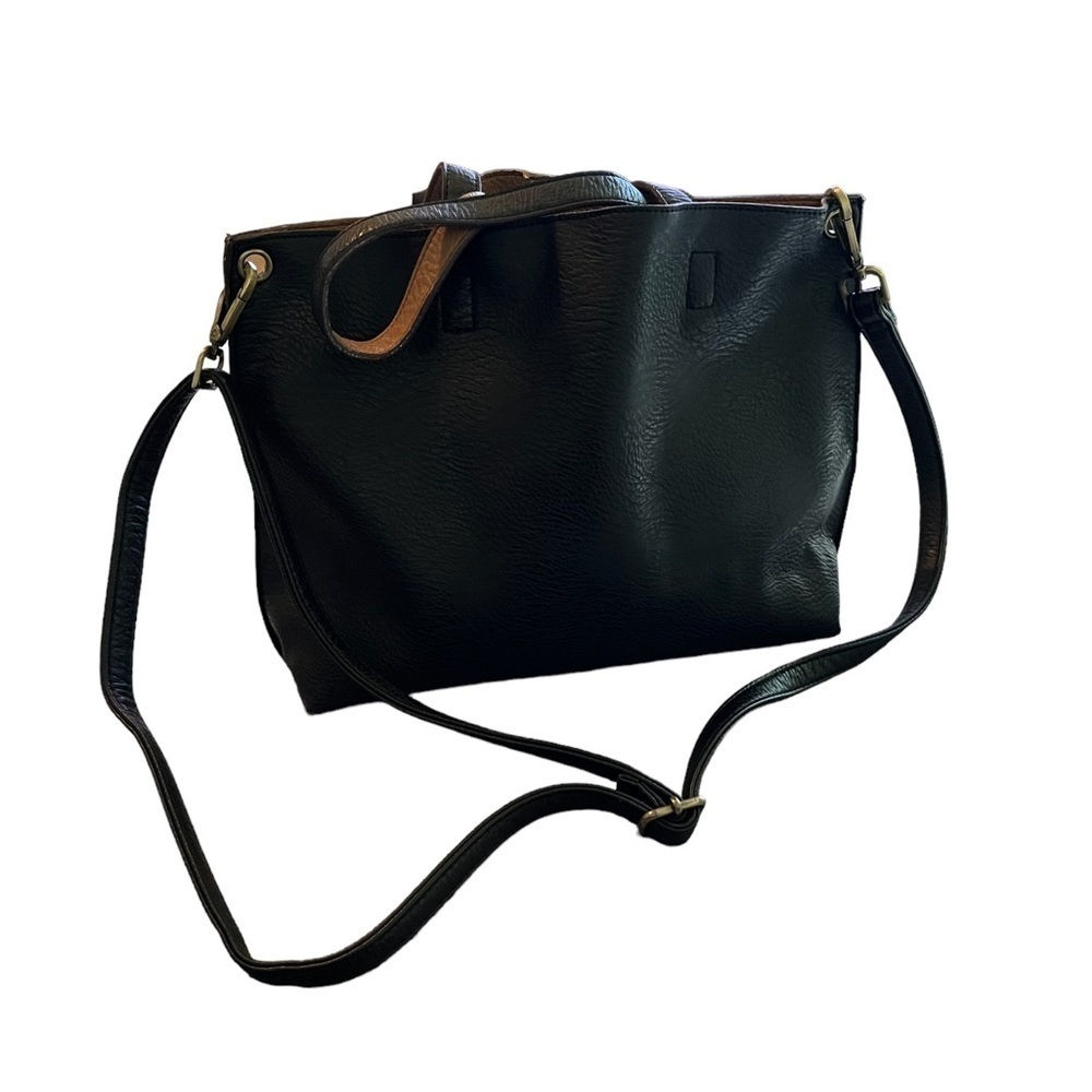Reversible Faux Leather Crossbody Tote